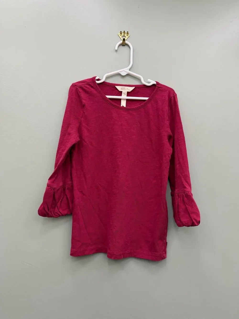 Matilda Jane Girls Size 8 Bell Sleeve Top Berry Pink Boho Peasant Shirt